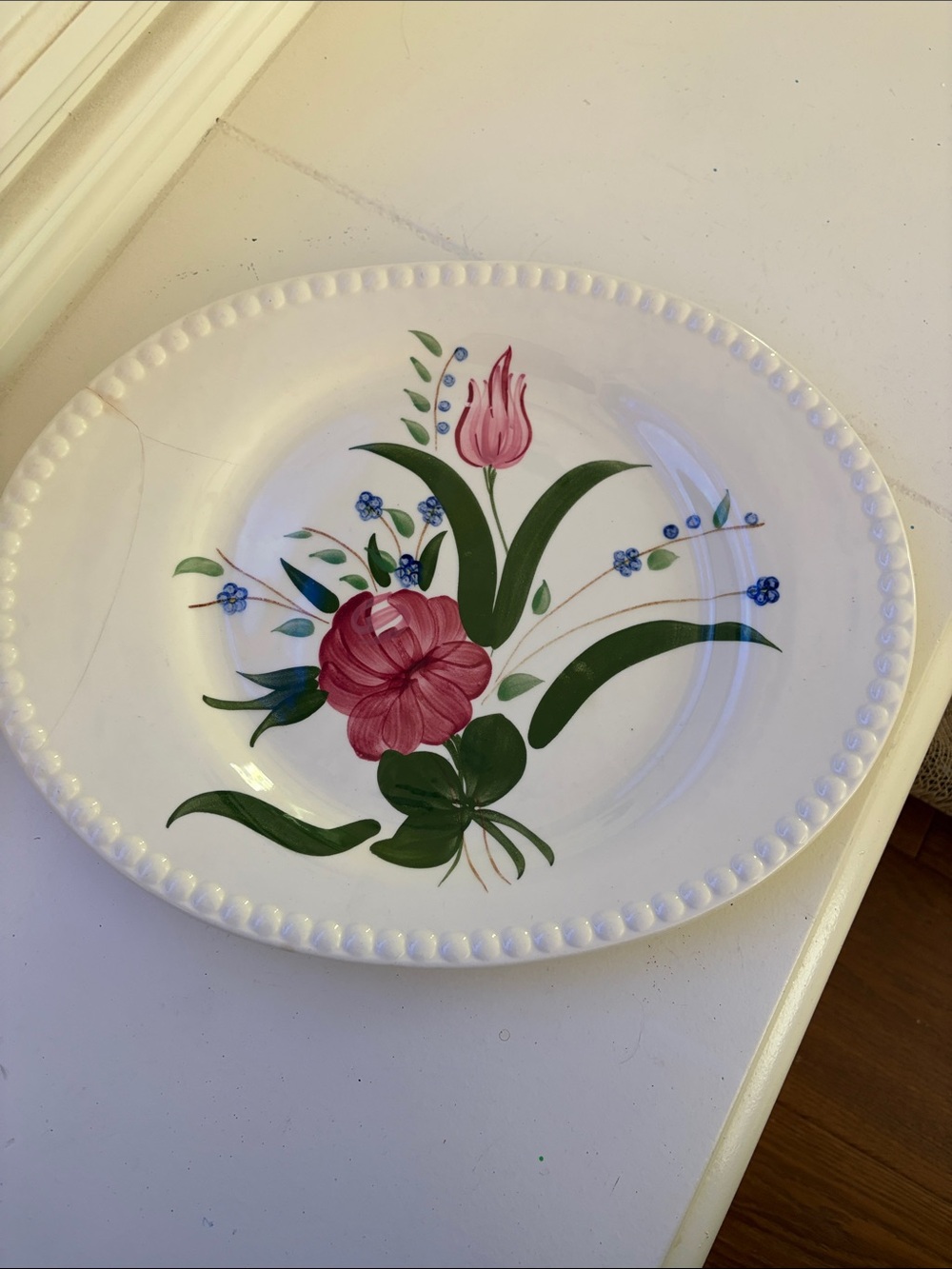 Vintage Blue Ridge Southern Pottery Platter in the Bluebell Bouquet Pattern